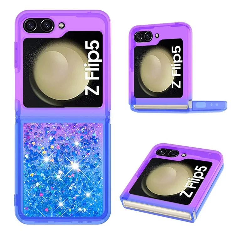 For Samsung Galaxy Z Flip5 5G TPU Case Gradient Quicksand Phone Back Cover - Purple / Sky Blue