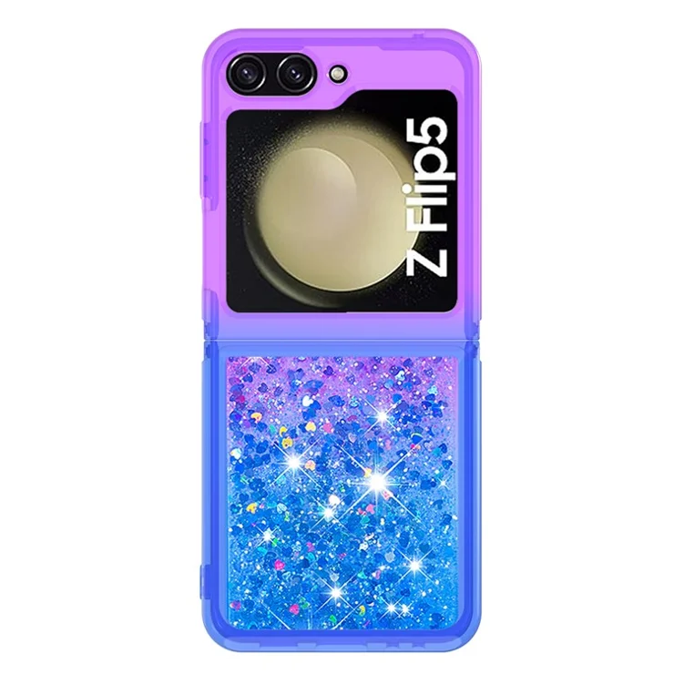 For Samsung Galaxy Z Flip5 5G TPU Case Gradient Quicksand Phone Back Cover - Purple / Sky Blue