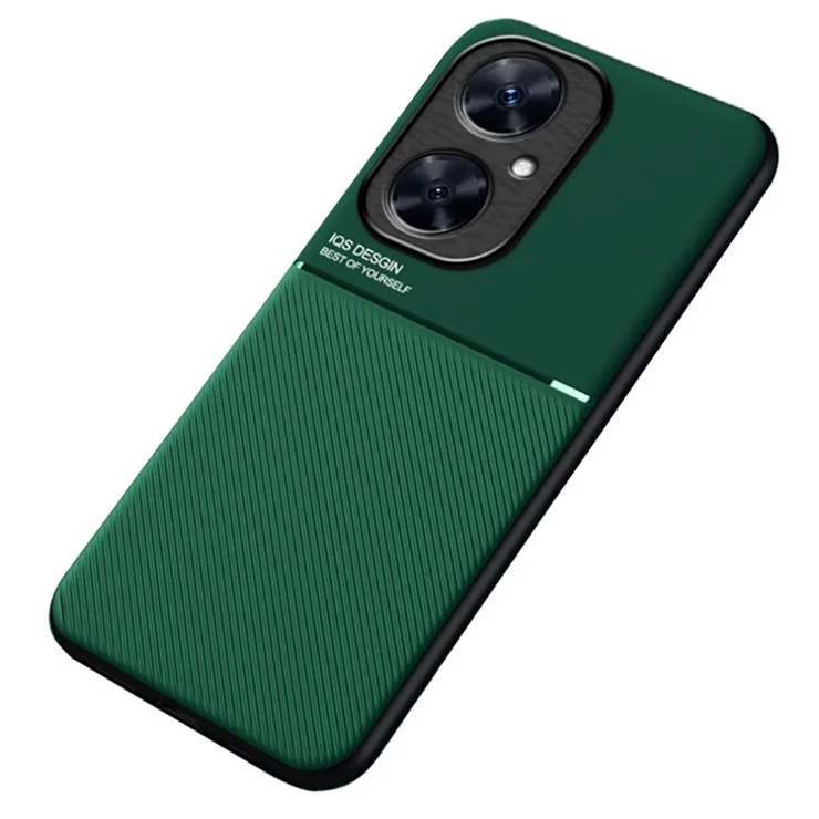 Phone Case for Huawei Maimang 20 / Enjoy 60 Pro / nova 11i , PU Leather+TPU Magnetic Car Holder Phone Cover - Green