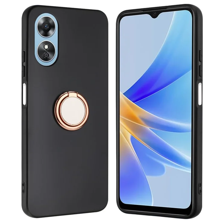 Anti-scratch TPU Case for Oppo A78 4G , Matte Phone Protective Cover with Ring Kickstand - Rose Gold