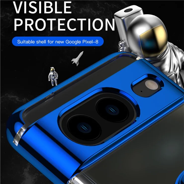 For Google Pixel 8 Pro Electroplating TPU Phone Case Anti-scratch Cover with Ring Kickstand - Rose Gold
