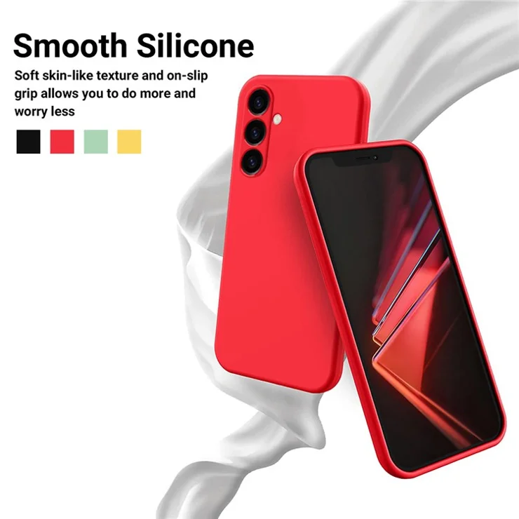 Shockproof Cover for Samsung Galaxy S23 FE , Soft Lining Phone Case Liquid Silicone Shell with Strap - Red