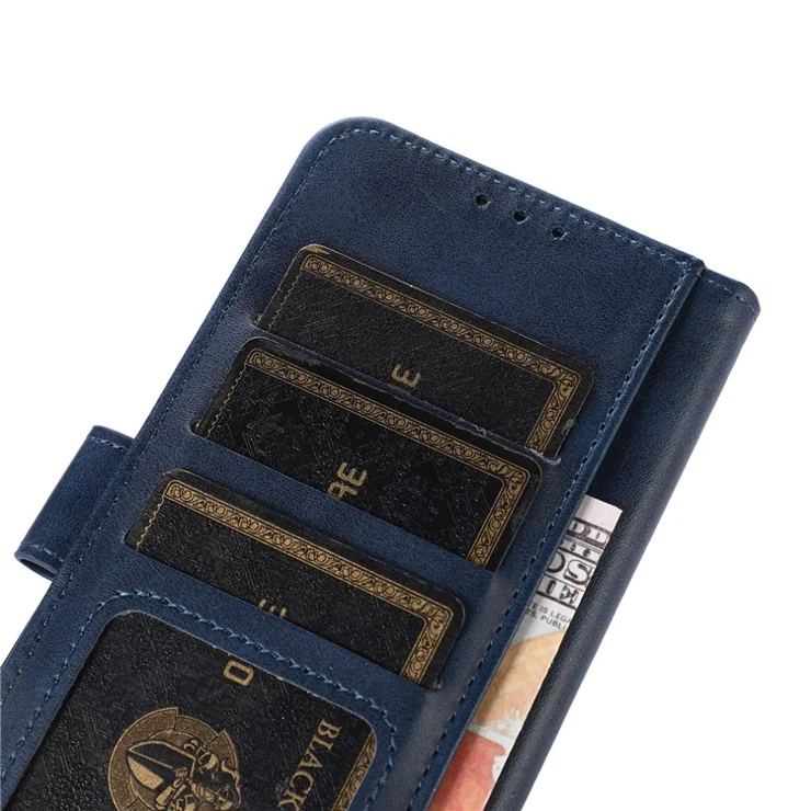 For OnePlus Nord CE3 5G Phone Wallet Case Phone Stand Cowhide Texture PU Leather Cover - Blue