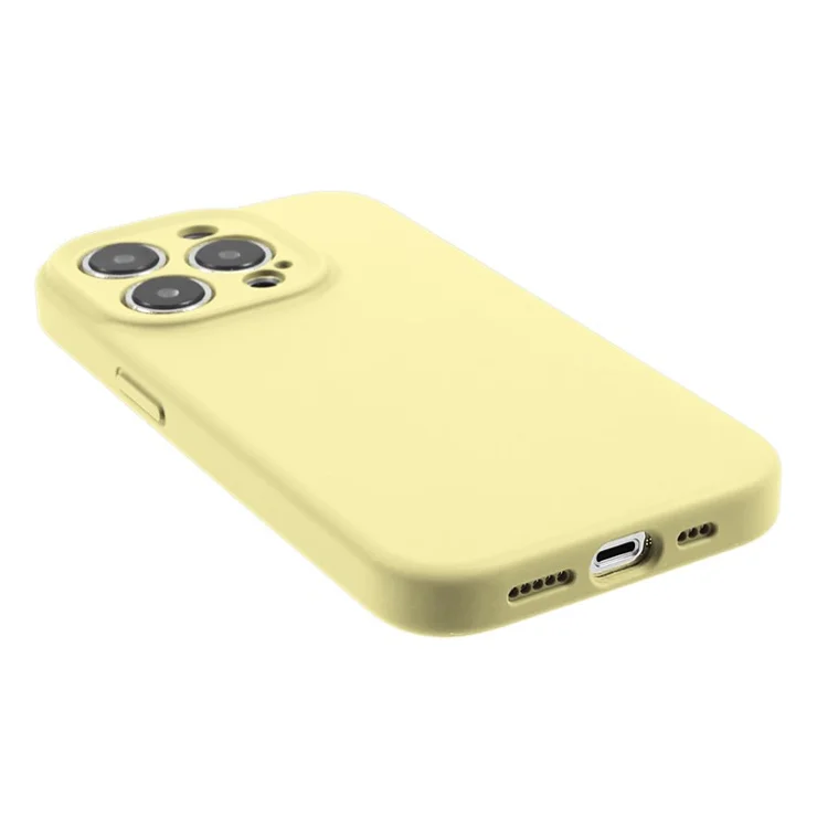 Liquid Silicone+PC Phone Case for iPhone 15 Pro Anti-Scratch Precise Cutout Phone Cover - Light Yellow