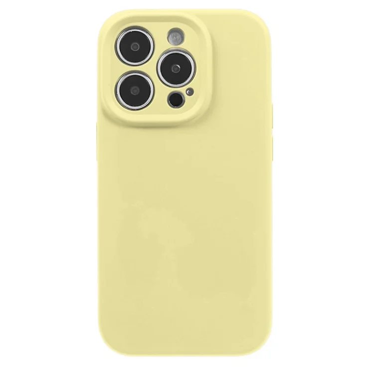 For iPhone 13 Pro Max Protective Case Liquid Silicone+PC Phone Case Precise Cutout Slim Phone Cover - Light Yellow