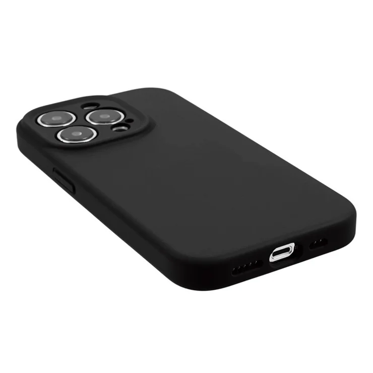For iPhone 13 Pro Max Protective Case Liquid Silicone+PC Phone Case Precise Cutout Slim Phone Cover - Black