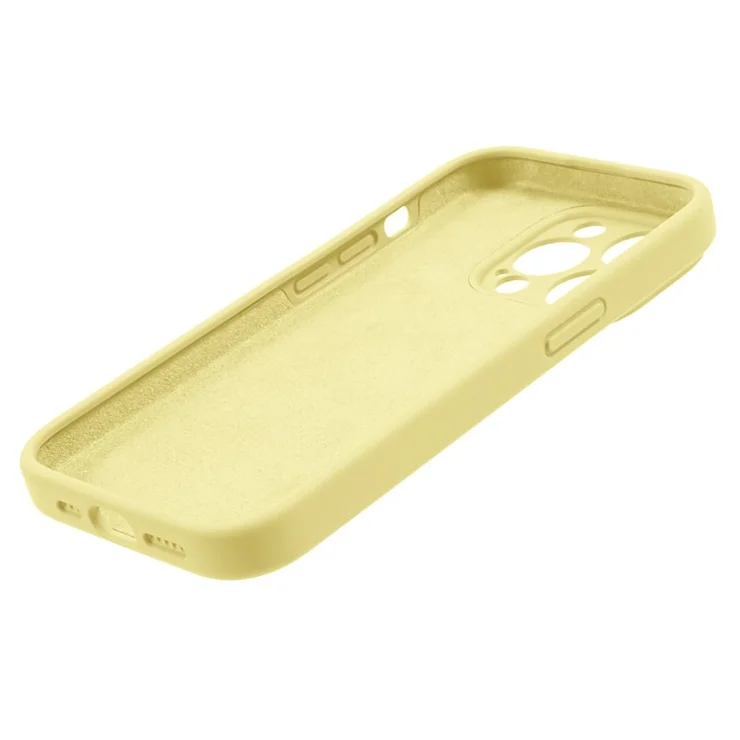 Precise Cutout Phone Case for iPhone 13 Pro 6.1 inch Anti-Scratch Liquid Silicone+PC Phone Cover - Light Yellow