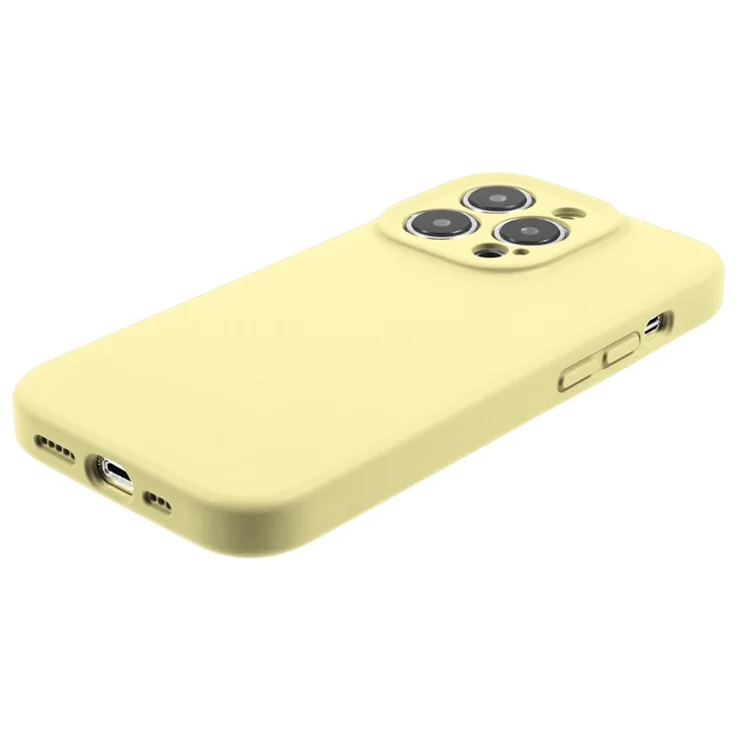 Precise Cutout Phone Case for iPhone 12 Pro 6.1 inch Shockproof Liquid Silicone+PC Phone Cover - Light Yellow