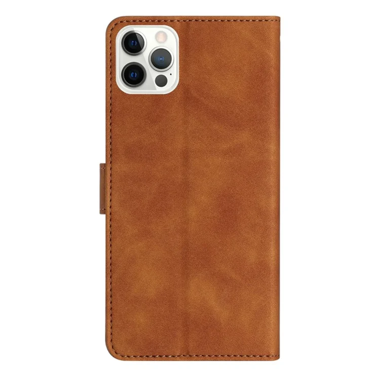Anti-Scratch Phone Cover for iPhone 15 Pro Max , PU Leather Wallet Stand Imprinted Butterfly Phone Case - Brown