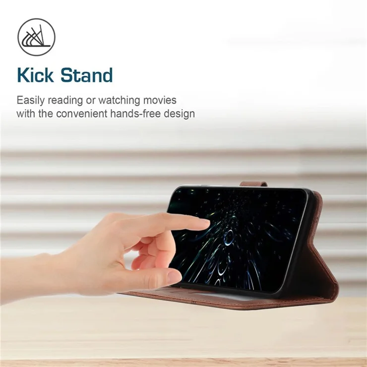 Wallet Phone Case for Samsung Galaxy A24 4G (162.1 x 77.6 x 8.3mm) PU Leather Calf Texture Stand Cover - Brown