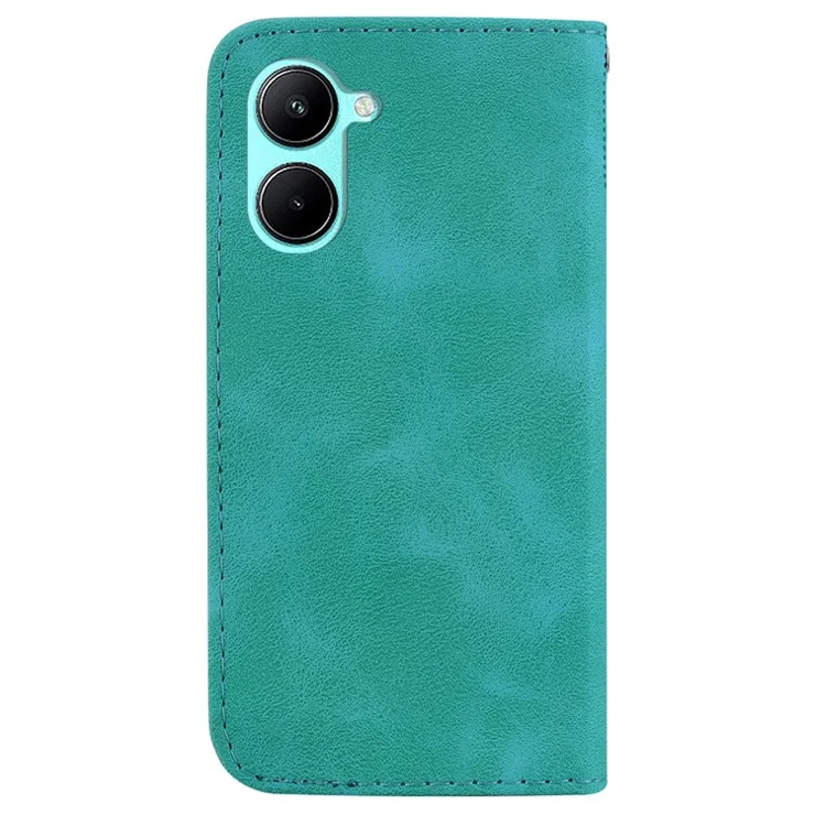 For Realme C33 4G / C33 2023 4G 7-Shape Imprinted Smartphone Case Anti-drop Leather Wallet Stand Cover - Green