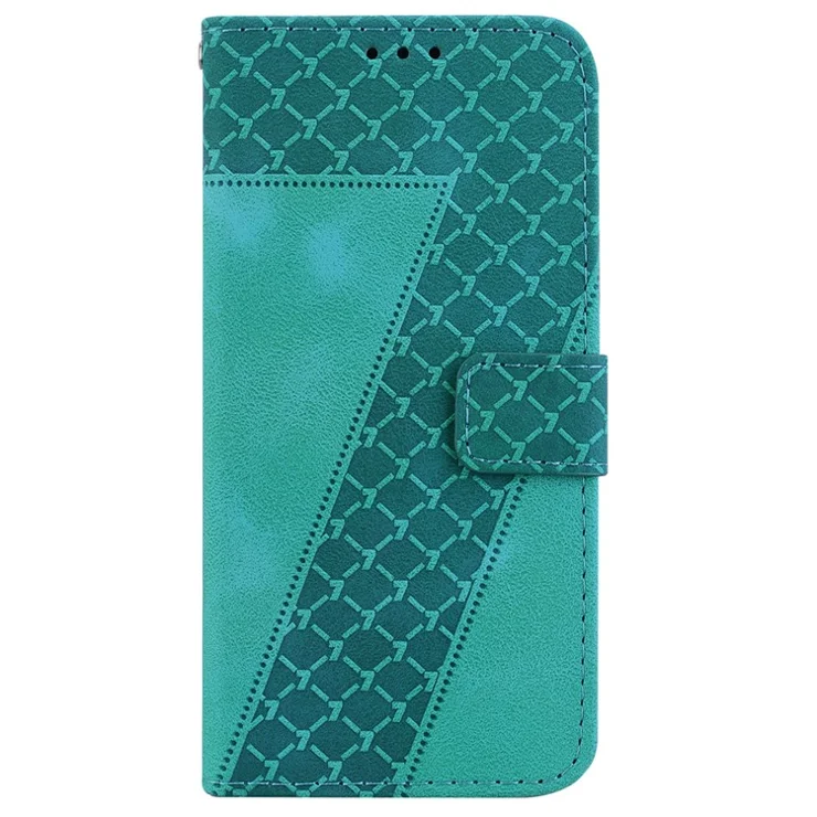 Slim-Fit Cover for iPhone 13 Pro Max , Stand Imprinted Pattern Wallet PU Leather Shockproof Phone Case - Green