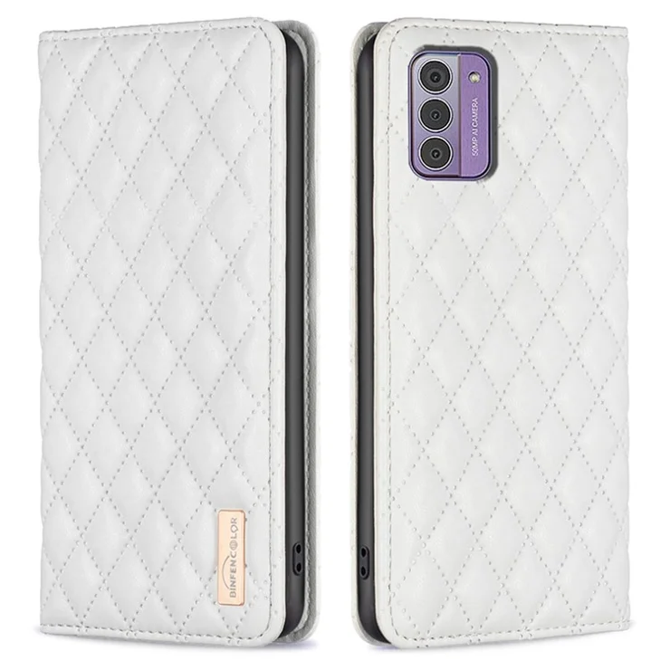 BINFEN COLOR BF Style-16 For Nokia G42 / G310 PU Leather Stand Cover Anti-drop Card Slot Phone Case - White