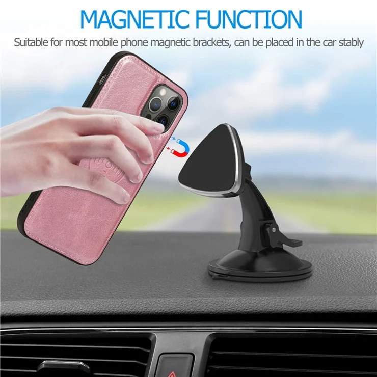 For iPhone 13 Pro Max 6.7 inch TPU+PU Leather Anti-drop Phone Case Magnetic Detachable 2-in-1 Wallet Cover - Rose Gold