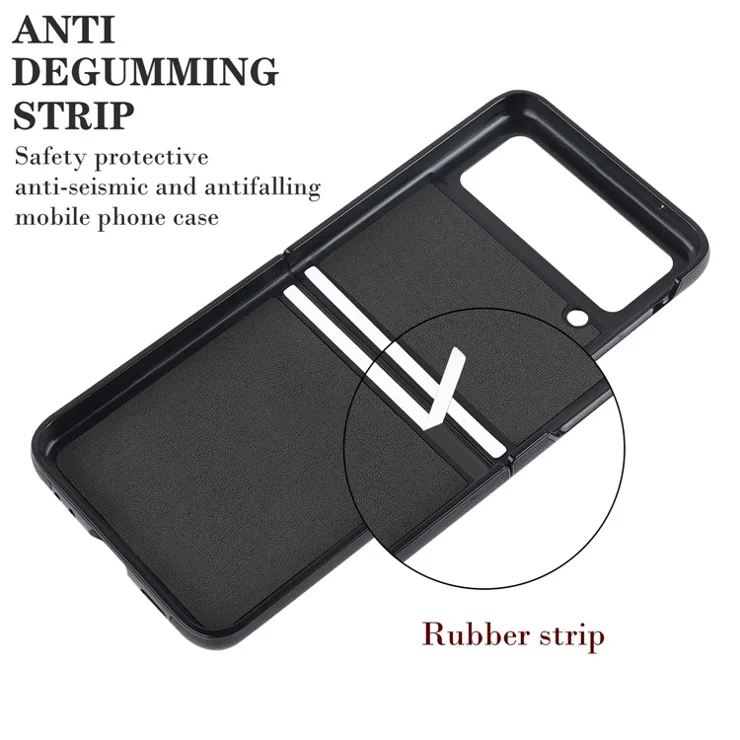 For Samsung Galaxy Z Flip4 5G V-Shape Stitching Phone Case PU Leather Coated PC Anti-Scratch Cover - Purple