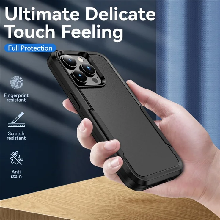 For iPhone 15 Pro Max Anti-drop Back Cover Shockproof PC+TPU Phone Case - Black