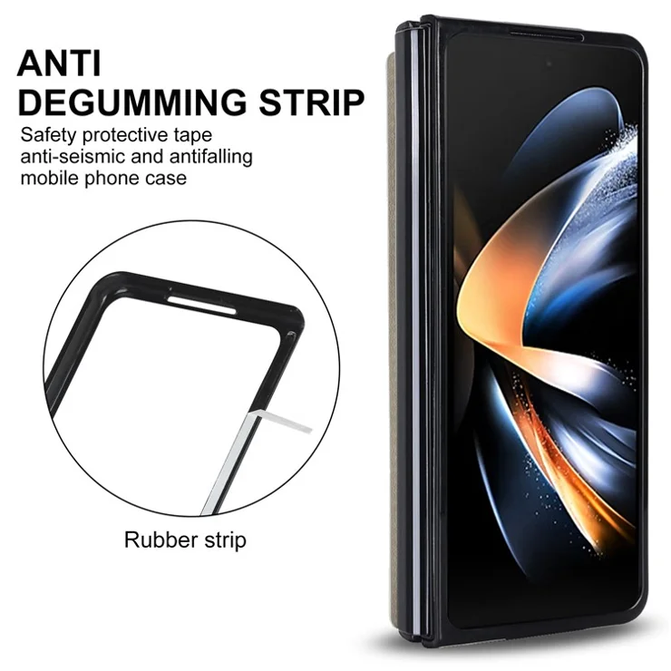 ZD020 Kickstand Phone Case for Samsung Galaxy Z Fold4 5G , Stitching Rhombus PU Leather+PC Card Slots Cover - White