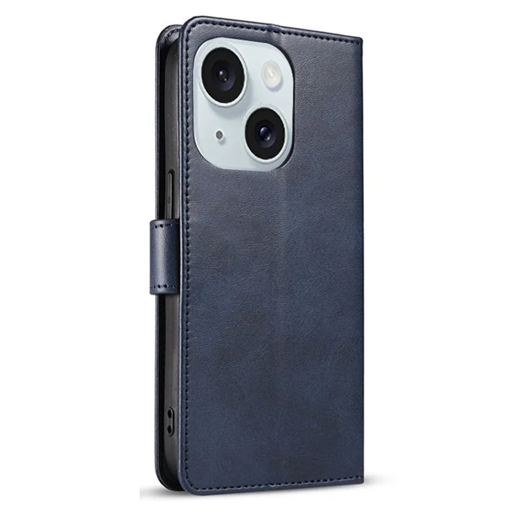 Cell Phone Cover for iPhone 15 Plus Case Stand PU Leather Wallet Phone Shell - Blue