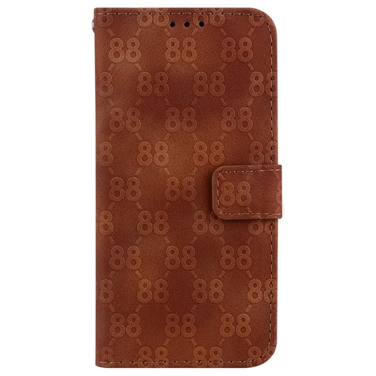 For Nokia G300 Double 8-Shape Imprint Flip Shell Well-protected Wallet Stand Leather Phone Cover - Brown