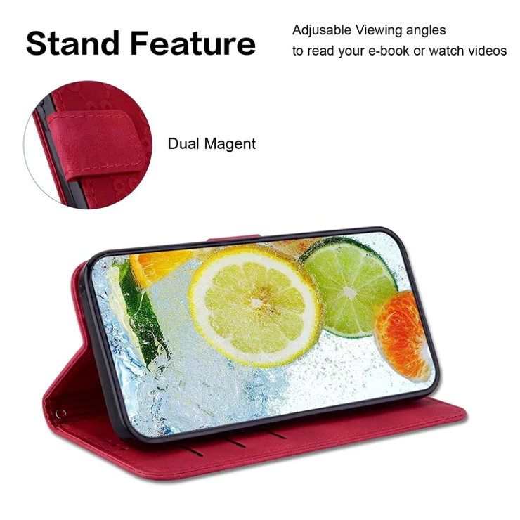 Anti-Scratch Phone Case for Xiaomi Redmi Note 12 Pro+ 5G Double 8-Shape Imprinted PU Leather Wallet Phone Cover - Red
