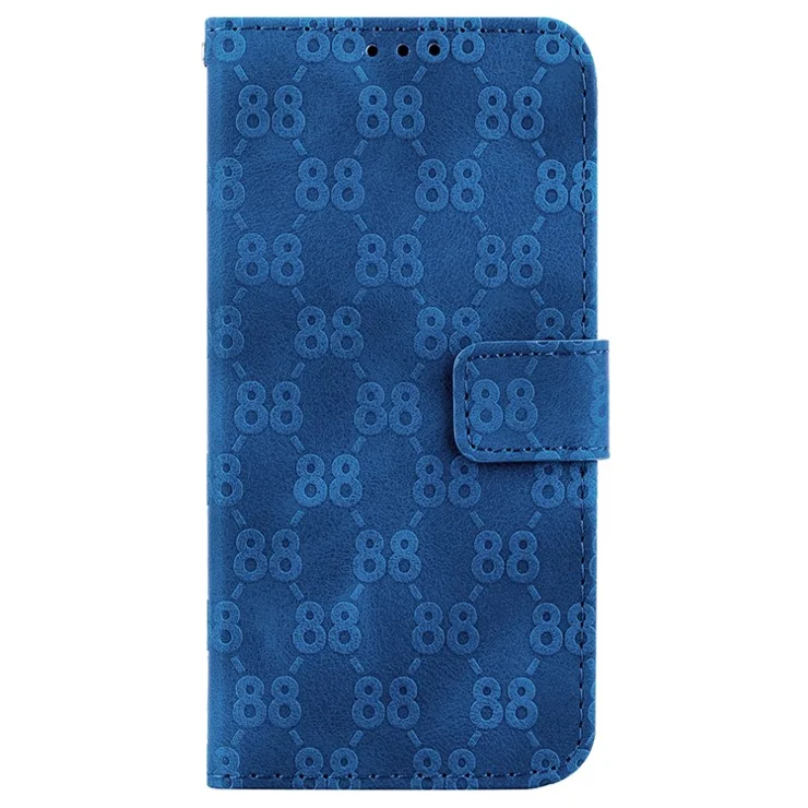 For Samsung Galaxy A23 5G (Global Version) / A23 4G Leather Wallet Case Stand Double 8-Shape Imprint Phone Cover - Dark Blue