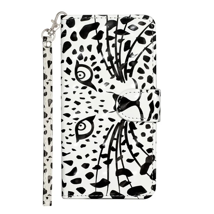 For Samsung Galaxy S23 FE PU Leather Protective Case 3D Pattern Printing Stand Wallet Phone Cover - Leopard Head