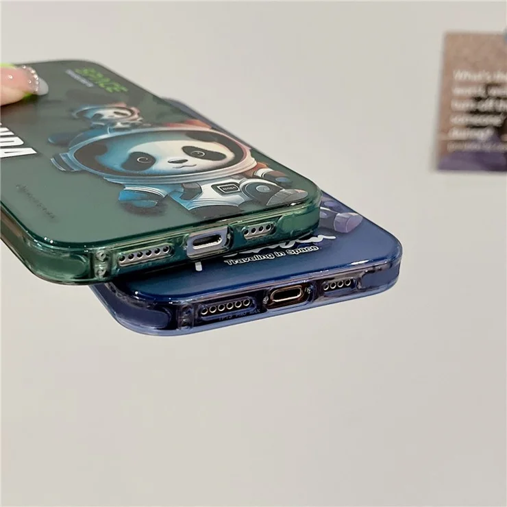 For iPhone 14 Pro Max PC+TPU Back Case Panda Astronaut Colorful Pattern Printing Shockproof Phone Cover - Blue Panda
