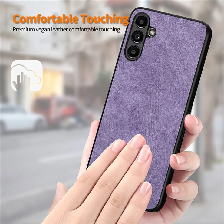 ENKAY HAT PRINCE For Samsung Galaxy A14 5G / 4G PU Leather Coated PC Retro Phone Case with High Aluminium-silicon Glass Film - Pink