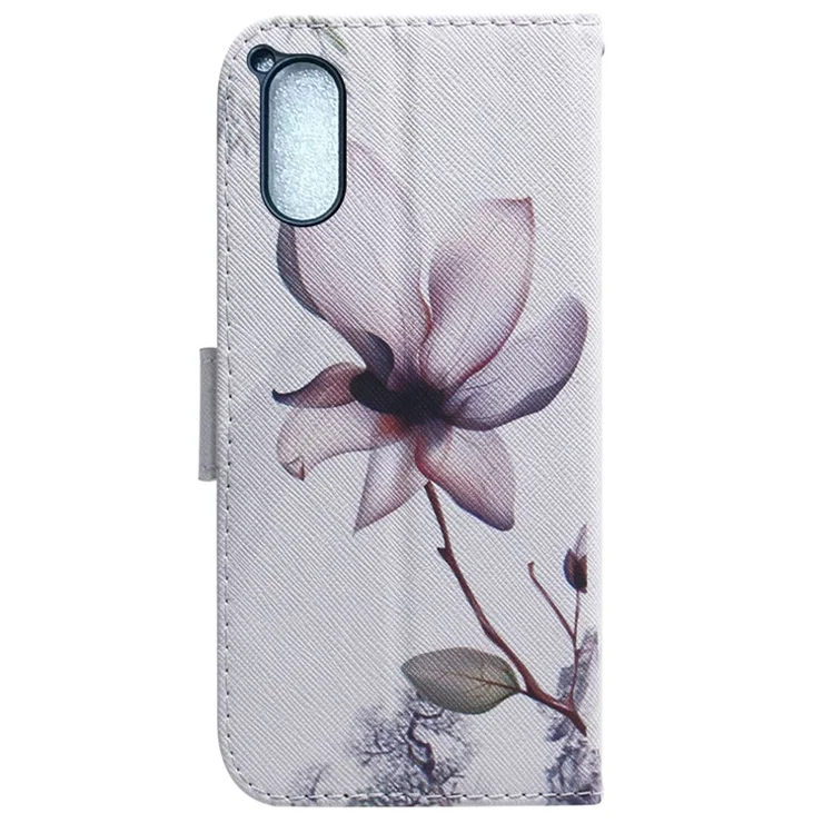 For Sony Xperia 5 V PU Leather Phone Cover Wallet Stand Pattern Printing Phone Case - Pink Flower