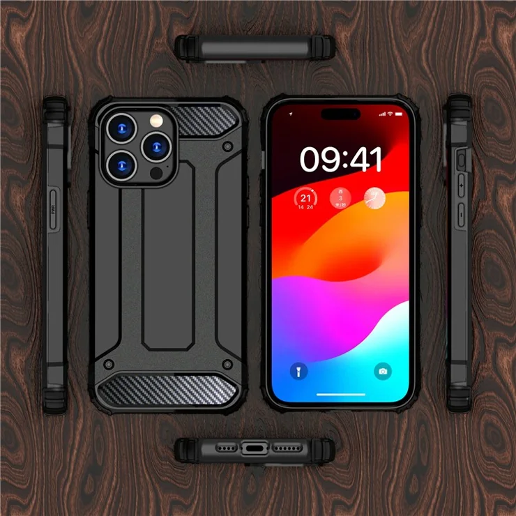 For iPhone 15 Pro Max Phone Case PC+TPU Scratch Resistant Protective Cover - Red