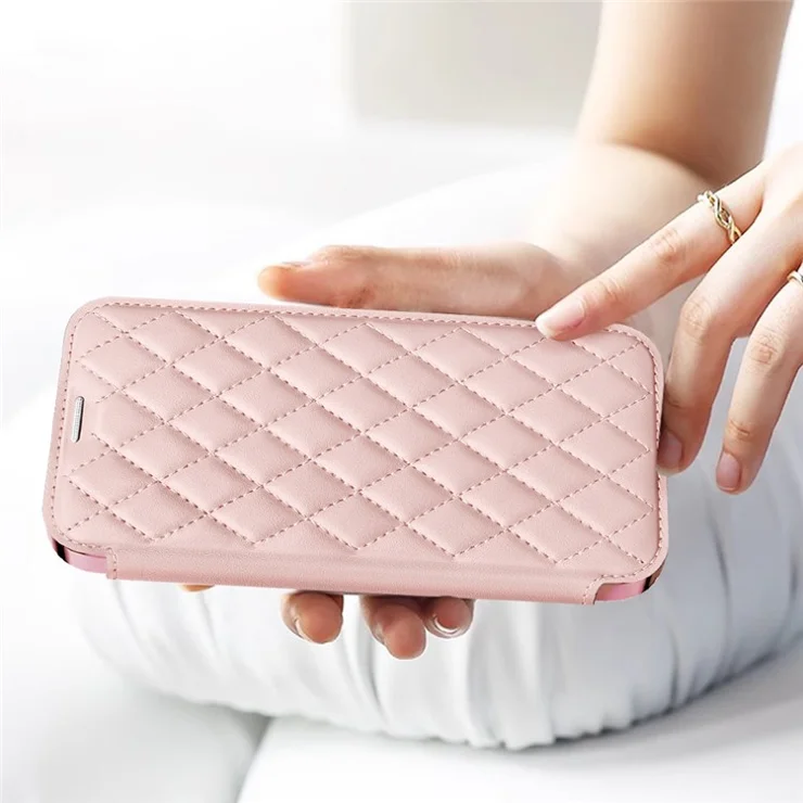 For iPhone 15 Plus Built-in Lens Film Phone Case RFID Blocking Card Slots Leather Cover Compatible with MagSafe - Sapphire