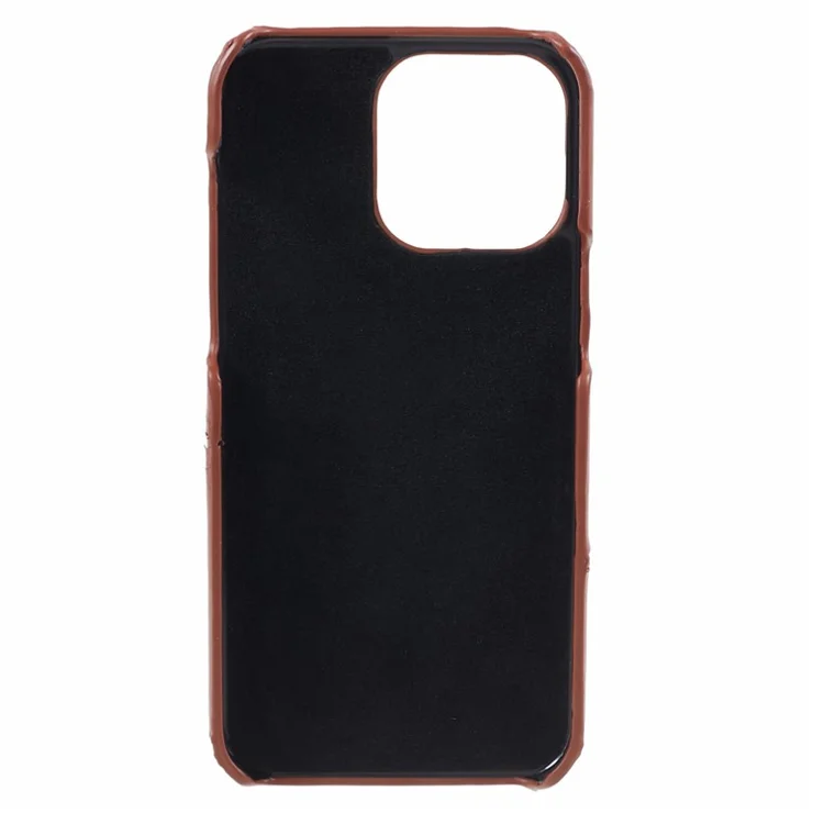 For iPhone 15 Pro PU Leather + PC Phone Case with 2 Card Holder - Coffee