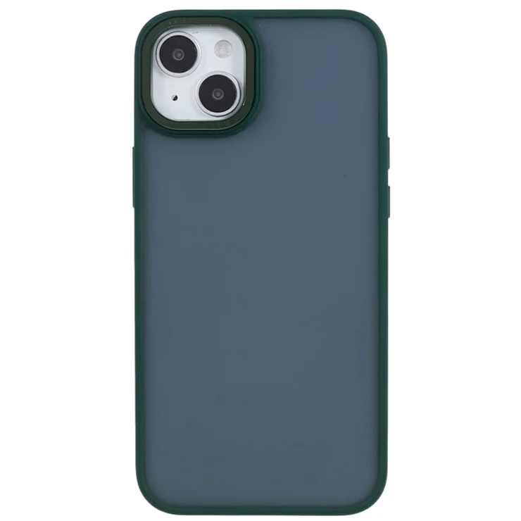 FULEXIN For iPhone 15 Metal Lens Frame Phone Case PC + TPU Hybrid Shockproof Cover - Green