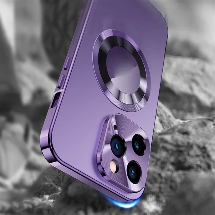 Full Protection Phone Case for iPhone 13 Pro Aluminium Alloy+Tempered Glass+PC Cover Compatible with MagSafe - Black