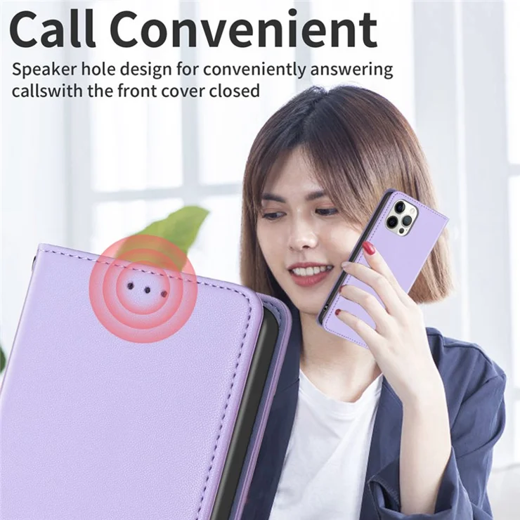 BINFEN COLOR BF18 For Motorola Moto G14 4G Phone Case Card Holder Foldable Stand Leather Cover - Purple