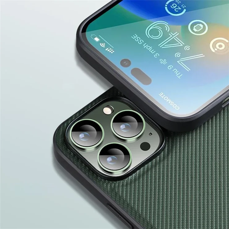 X-LEVEL Kevlar II Series Shockproof Case for iPhone 15 Pro Carbon Fiber Texture PU+TPU Anti-Fall Phone Cover - Green