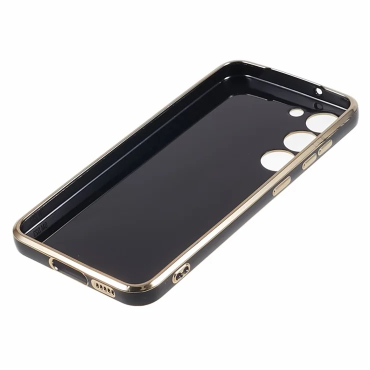 Shockproof TPU Phone Case for Samsung Galaxy S22 5G Electroplating 6D Glossy Phone Cover - Black