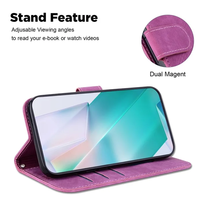 For Samsung Galaxy A34 5G Cute Tiger Imprinted Wallet Phone Cover PU Leather Flip Stand Case - Rose