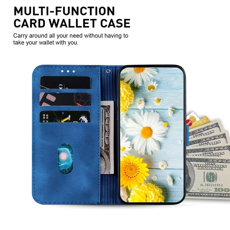 For Motorola Edge 40 Pro 5G / Moto X40 5G / Edge+ (2023) Lily Flower Imprint Cover PU Leather Wallet Stand Phone Case - Dark Blue