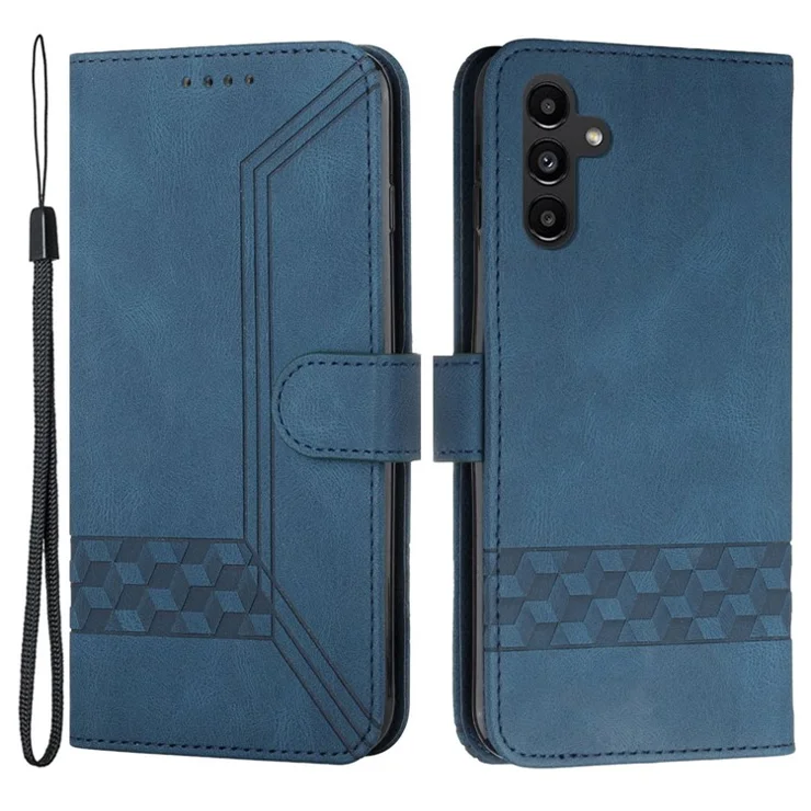 YX0010 Series for Samsung Galaxy A24 4G (162.1 x 77.6 x 8.3mm) Leather Phone Case Stand Wallet Imprinted Phone Cover - Sapphire