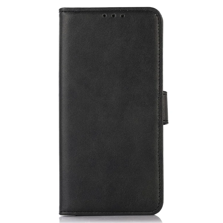 For Oppo A58 5G Cowhide Texture Phone Case Folio Flip Wallet Stand Leather Phone Cover - Black