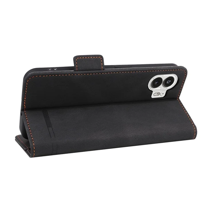 For Nothing Phone (2) Hardware Decor Flip Folio Cover PU Leather Stand Wallet Phone Case - Black