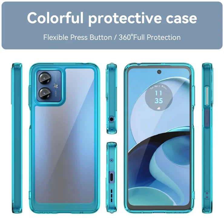For Motorola Moto G14 4G TPU+Acrylic Mobile Phone Case Drop-proof Back Cover - Transparent Blue