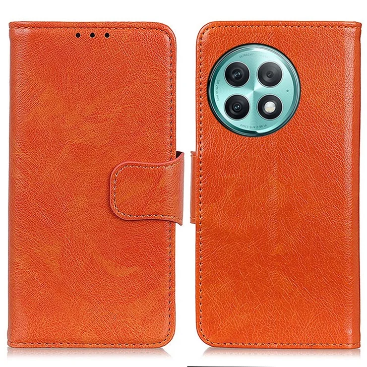 For OnePlus Ace 2 Pro 5G Phone Case Nappa Texture Phone Cover Split Leather Wallet Stand Shell - Orange