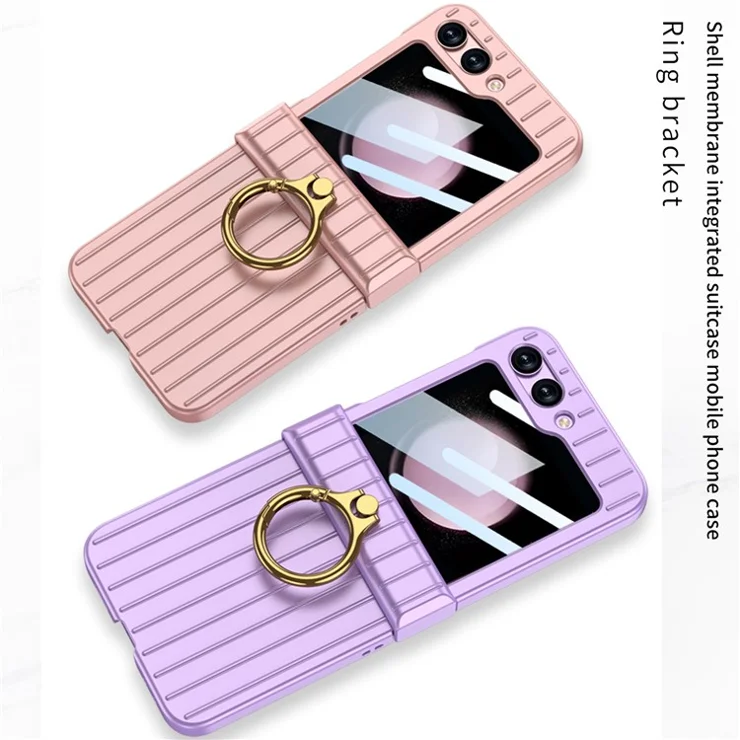 GKK Hinge Protection Phone Case for Samsung Galaxy Z Flip5 5G Suitcase Style Anti-Drop Hard PC Phone Cover with Small Screen Film - Matcha Green