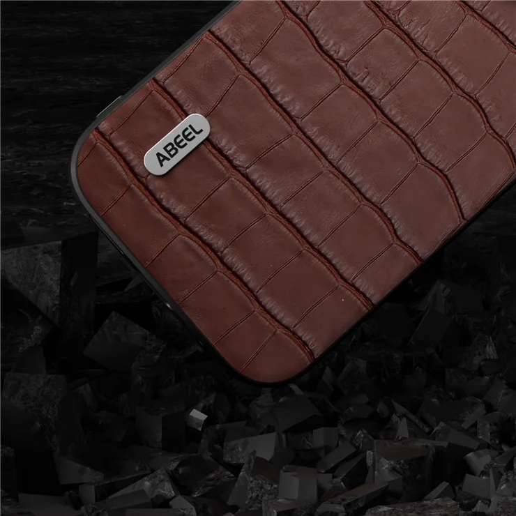 ABEEL For Huawei Mate 60 Pro Crocodile Texture Phone Cover Cowhide Leather+TPU+PC Phone Case - Brown