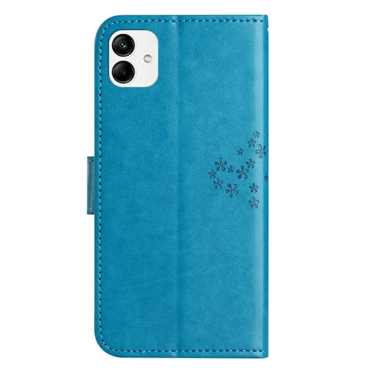 For Motorola Moto G14 4G Owl Tree Imprinted Phone Cover PU Leather Stand Wallet Case - Blue