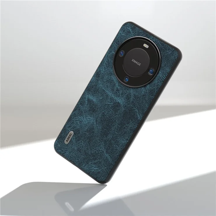 ABEEL For Huawei Mate 60 Pro Leather Coated PC+TPU Case Litchi Texture Phone Back Cover - Blue