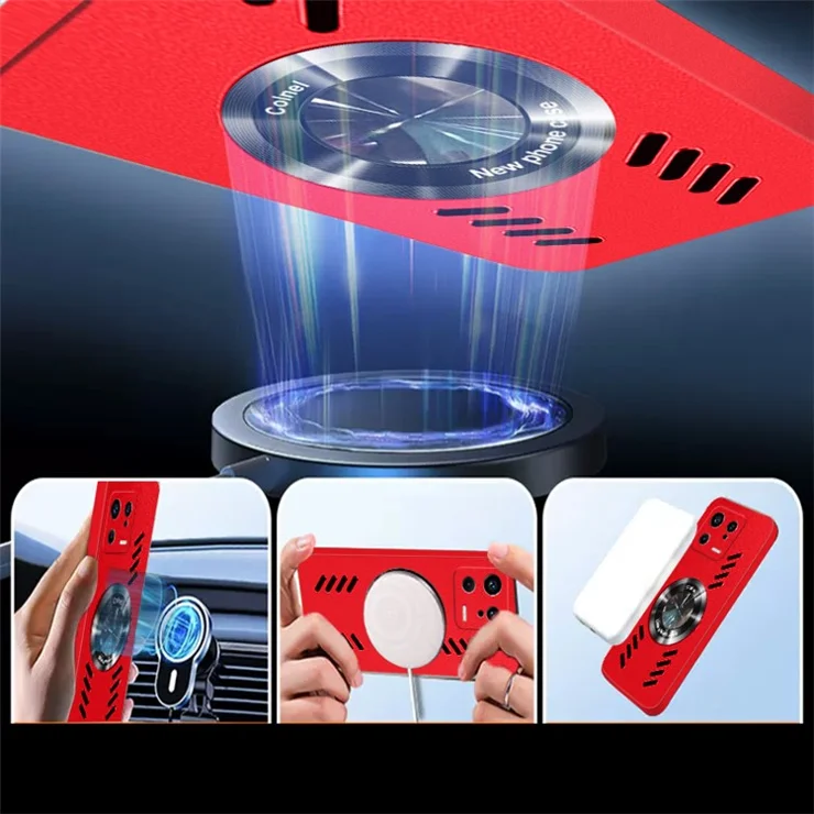 Cellphone Cover for Xiaomi 13 Compatible with MagSafe Heat Dissipation Holes PC+Acrylic Back Case - Sapphire