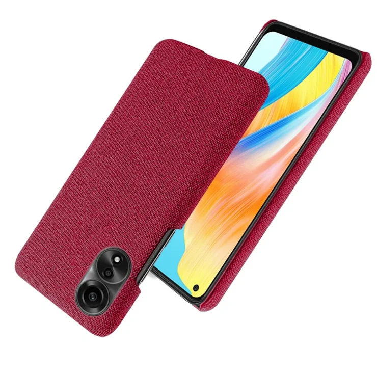 For Oppo A78 4G Anti-Drop Cell Phone Case Cloth+Hard PC Protective Phone Cover - Red